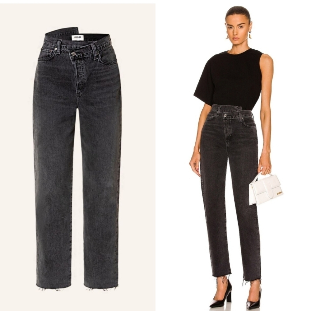 AGOLDE Criss Cross Jeans Black Straight Leg 24